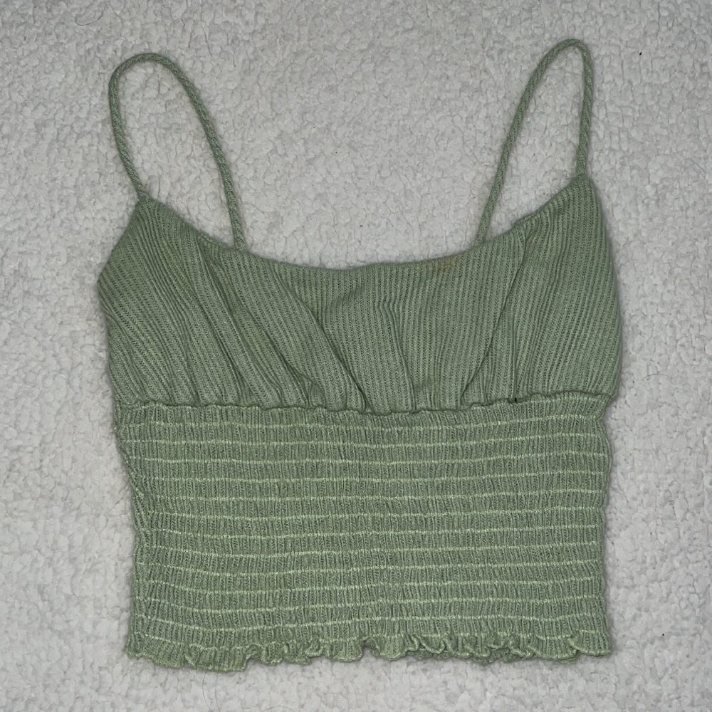 Green Cropped Tank Top